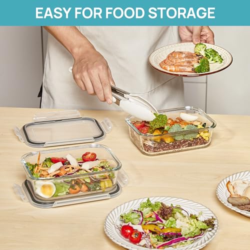 Image of Vtopmart 2 Pack 35oz Glass Meal Prep Containers with Lids