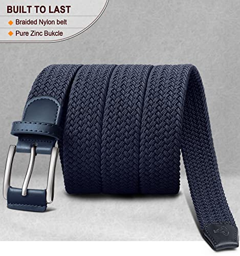 Image of BULLIANT Belt for Men 2Pack,Mens Gift Stretch Braided Web Belt Elastic for Casual Golf Jeans,1 3 /8 inch