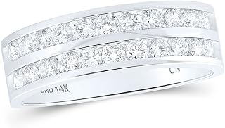 14K White Gold Mens Round Diamond Wedding Double Row Band Ring 1 Cttw, Mens Size: 8-12