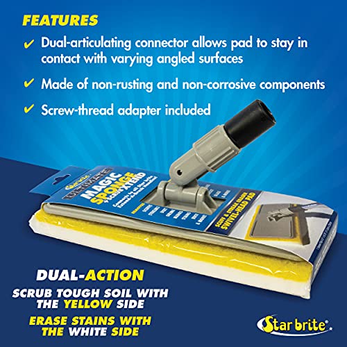 Image of STAR BRITE Ultimate Magic Sponge + Scrub XTEND - Dual Articulating Flex Head, Ideal for Pool, Spa, RV, Boat, and Home, Connects to Extend-A-Brush Handles (041010)