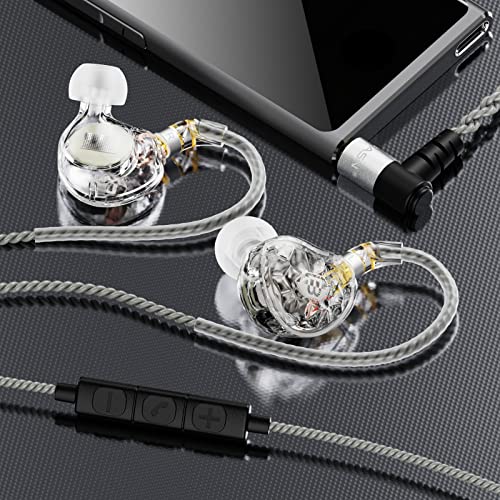 Image of BASN ASONE 14.2mm Planar Driver in-Ear Monitors Earphone with Two Detachable MMCX Cables for Musicians Drummers Bass Players Singers(Clear)