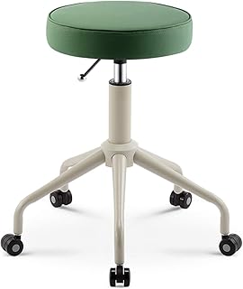 Rolling Stools Stool on Wheels Hair Salon Rotating Work Stool, Round Leather Seat Hydraulic Height Adjustable Rolling Swivel Stools with Wheels, for Facial Massage (Green) The New