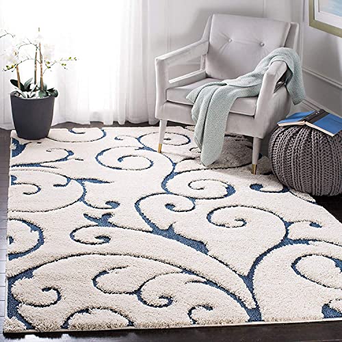 Image of Export Quality Microfiber Hand Woven Shaggy Carpet Collection with 2 inch Pile Height Carpet for Living Room & Bedroom Size 9x9 feet Round coular Blue