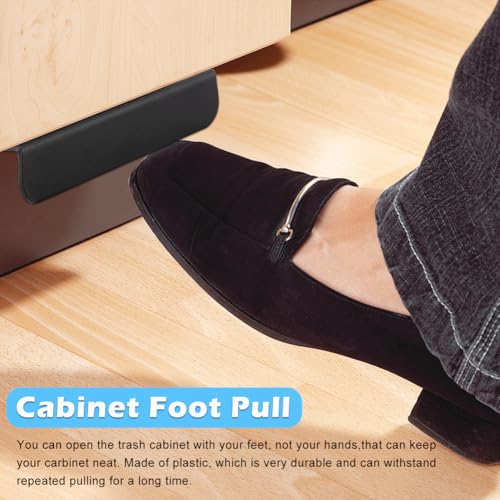 Image of NINEFOX Cabinet Foot Pull for Trash Drawer, Trash Cabinet Foot Pull, Touchless Hands Design for Full Overlay Cabinet Door, with Screws, Double-Sided Adhesive Tapes