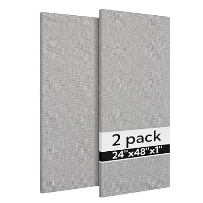 Olanglab Acoustic Panels 2 Pack, 48''x24'' Large Sound Panels, Fabric Wrapped Sound Proof Foam Panels for Walls, Sound Absorbing Panels for Recording Studio Acoustical Treatments (Light Grey)