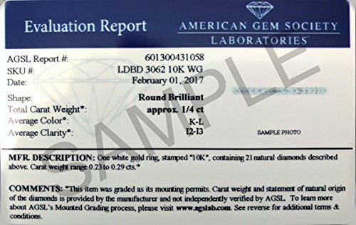 Ags Certified 1/4 Carat Tw White Diamond Band In 10K White Gold #TOP5