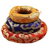 3個 仏壇マット チベットの贈り物を祝福する 仏教のシンギングボウルクッション 瞑想ボウルクッション チベットシンギングボウルリング 仏教のサウンドボウルマット チベットのボウルホ