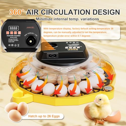 Incubadora de huevos con giro automático, pantalla LED digital y control de humedad para huevos de pollo, pato, codorniz, aves y palomas