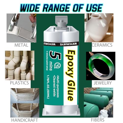 Image of 5 Minute Epoxy Glue All Purpose | Fast Cure Clear Epoxy Resin Adhesive for Plastic, Metal, Wood, Ceramic & Fiberglass | Two Part epoxy Glue