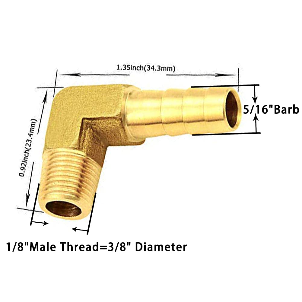 LTWFITTING 3/8 In. I.D. X 1/8 In. MIP Brass Hose Barb 90-Degree Elbow - Foto 8