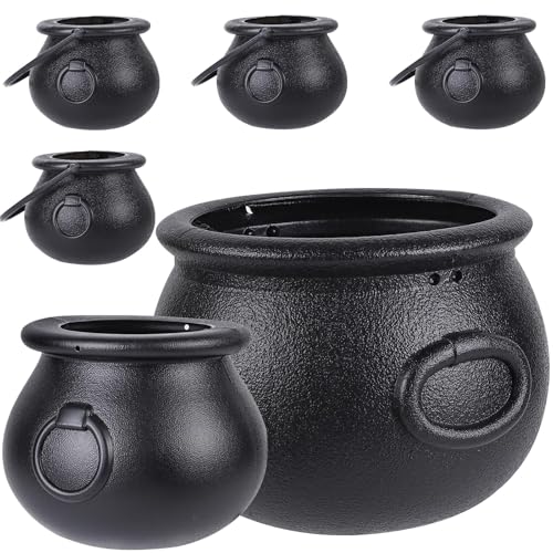Caldero grande de Halloween JOISHOP en plastico negro para decoracion 2