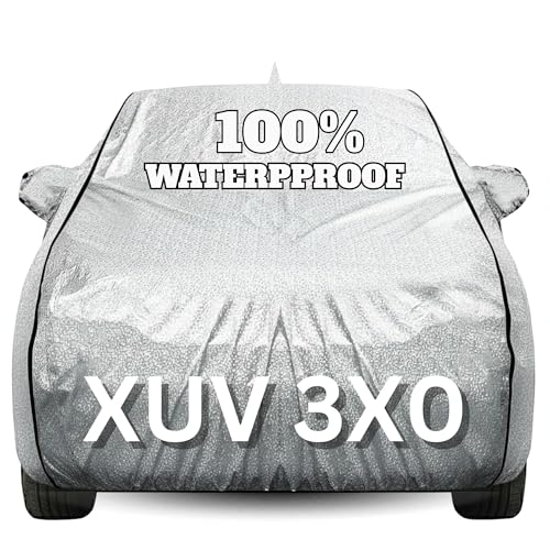 Image of Waterproof Car Body Cover - 100% Water Proof Custom Fit New Car Covers, Outdoor Full Protecting Cover for Xuv3xo (All Models) with Free Storage Bag - UV, Rain & Dust, All Weather Protection
