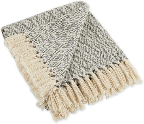Image of Craft Trade Double Diamond Sofa Throw Blanket Grey 127 x 152 cm, Soft