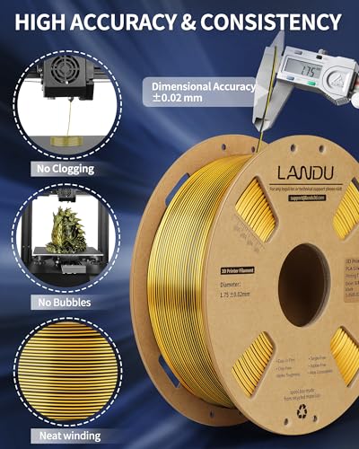 landu silk dual color pla filament 175mm 1kg 3d printer filament dimensional accuracy - 002mm coextrusion filament pla shiny filament fits for most fff 3d printers1kg spool 22lbs black gold