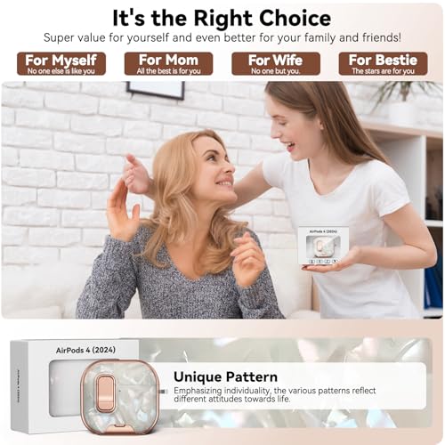 Image of for AirPod 4 Case, with Safty Lock & Phone Stand for Floral AirPod 4 Generation Case Cover for Women Girly, iPod 4 Cases with Keychain & Cleaner Kit -Beige Luxury Pearl