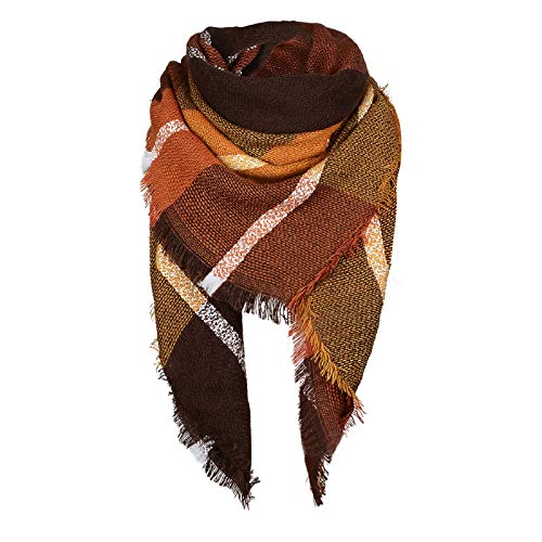 Zando Fall Scarfs for Women Classic Blanket Scarf Winter Plaid Scarfs Warm Scarves Lightweight Tartan Scarf Fashion Fall Scarf Large Tassel Scarfs Oversized Wrap Shawl Brown Scarf One Size