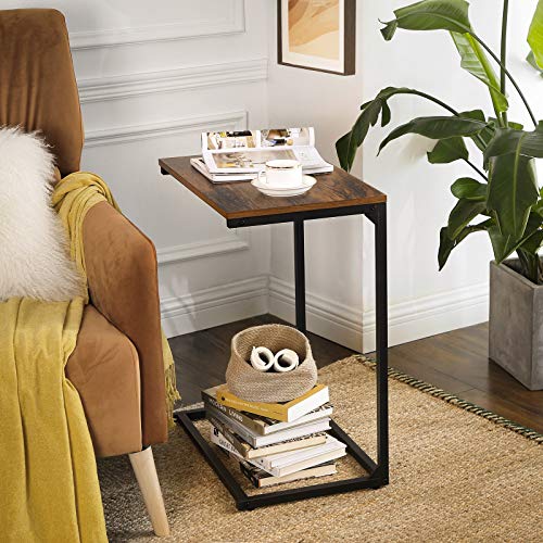 VASAGLE C Shape End Table, Small Coffee Table for Couch Or Sofa, Industrial Side Table in Living Room, Bedroom, 13.8 x 21.7 x 26 Inches, Rustic Brown and Black ULNT52BX by VASAGLE - Image 3