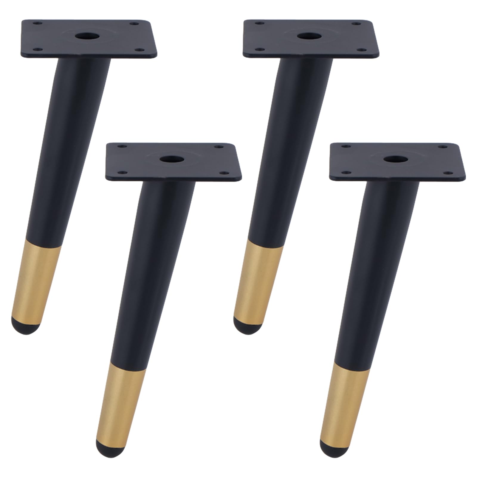 Generico Gambe per Mobili Piedini per Tavolo Conici Neri 4 Pezzi in Acciaio Laminato A Freddo Dorato Vernice Spray Altezza Piedini per Divano: 10-72 cm Piedini per Mobile 50 cm/19,7"