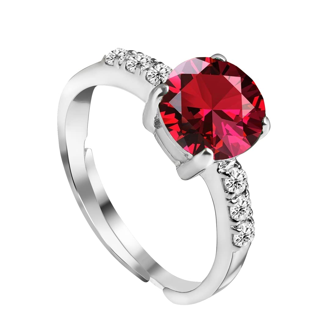 CLARA 925 Sterling Silver Blood Red Eye Ring with Adjustable Band | Rhodium Plated, Swiss Zirconia | Gift for Women & Girls (B09QCKSNTD) Amazon Price History, Amazon Price Tracker