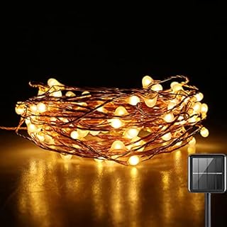 Ovker Solar Fairy Lights Outdoor, 120LED 12M Solar String Lights, 8 Modes Solar Garden Lights Indoor Waterproof Copper Wire Decorative Lighting for Tree Party Christmas Decoration(Warm White)