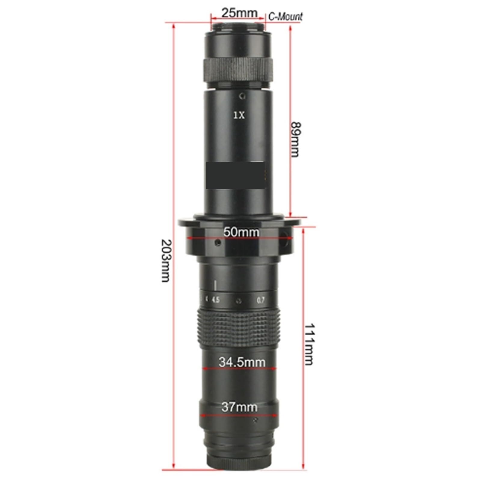 Mikroskop cyfrowy, Obiektyw Mikroskopu Przemysłowego Z Ciągłym Zoomem 24X–314X