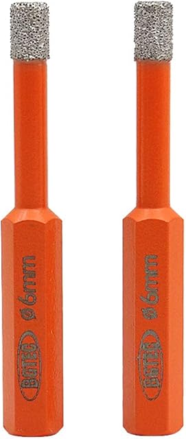 BGTEC Dry Diamond Drill Bits 2pcs 6mm Hex Shank for Granite Marble Porcelain Tile Ceramic