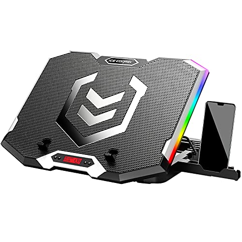 ICE COOREL Gaming Laptop Cooling Pad with 6 Quiet Cooling Fans, RGB Laptop Cooler Stand with 6 Height Adjustable, Cooling Pad for Laptop 12-17 inches, Two USB Ports, One Phone Stand (Red Fan) ICE COOREL Gaming Laptop Cooling Pad with 6 Quiet Cooling Fans, RGB Laptop Cooler Stand with 6 Height Adjustable, Cooling Pad for Laptop 12-17 inches, Two USB Ports, One Phone Stand (Red Fan)