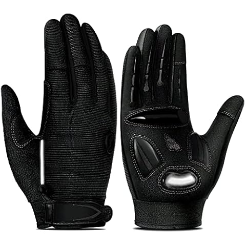 TEUEN Cycling Gloves Full Finger Mountain Bike Gloves Touchscreen Anti-Slip Shock-Absorbing 5MM Gel Padded Bicycle Gloves for Road Bike MTB Gloves & BMX Gloves for Men Women (New Black, L-Large) Cover