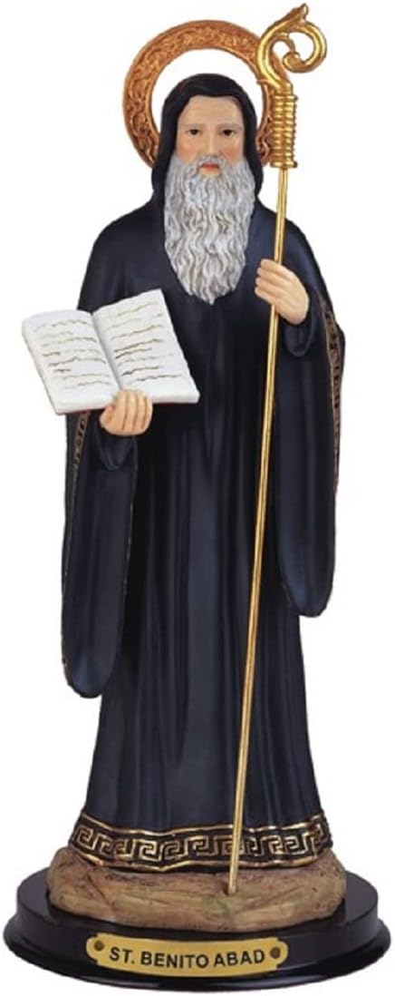 ICE Armor 12" H St Saint San Benito Abad Statue Holy Figurine Religious Decoration Office Desk/Home/Living Room/Table Decor, Perfect House Warming Gifts for New Home