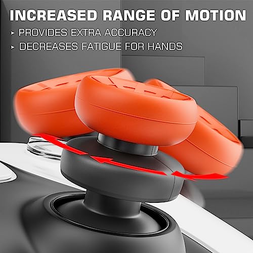 Image of PlayRealm NO FALLING OFF Thumbstick Extender & Silicone Grip Cover 2 Sets for PS5 & PS4 Controller (Turbo Orange)