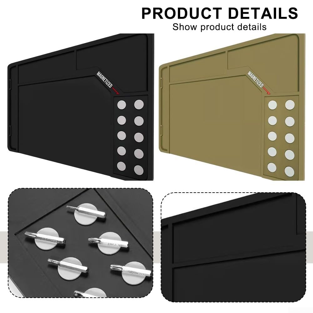 Tappetino antiscivolo a prova di olio con punti magnetici 900x300x4,5 cm nero