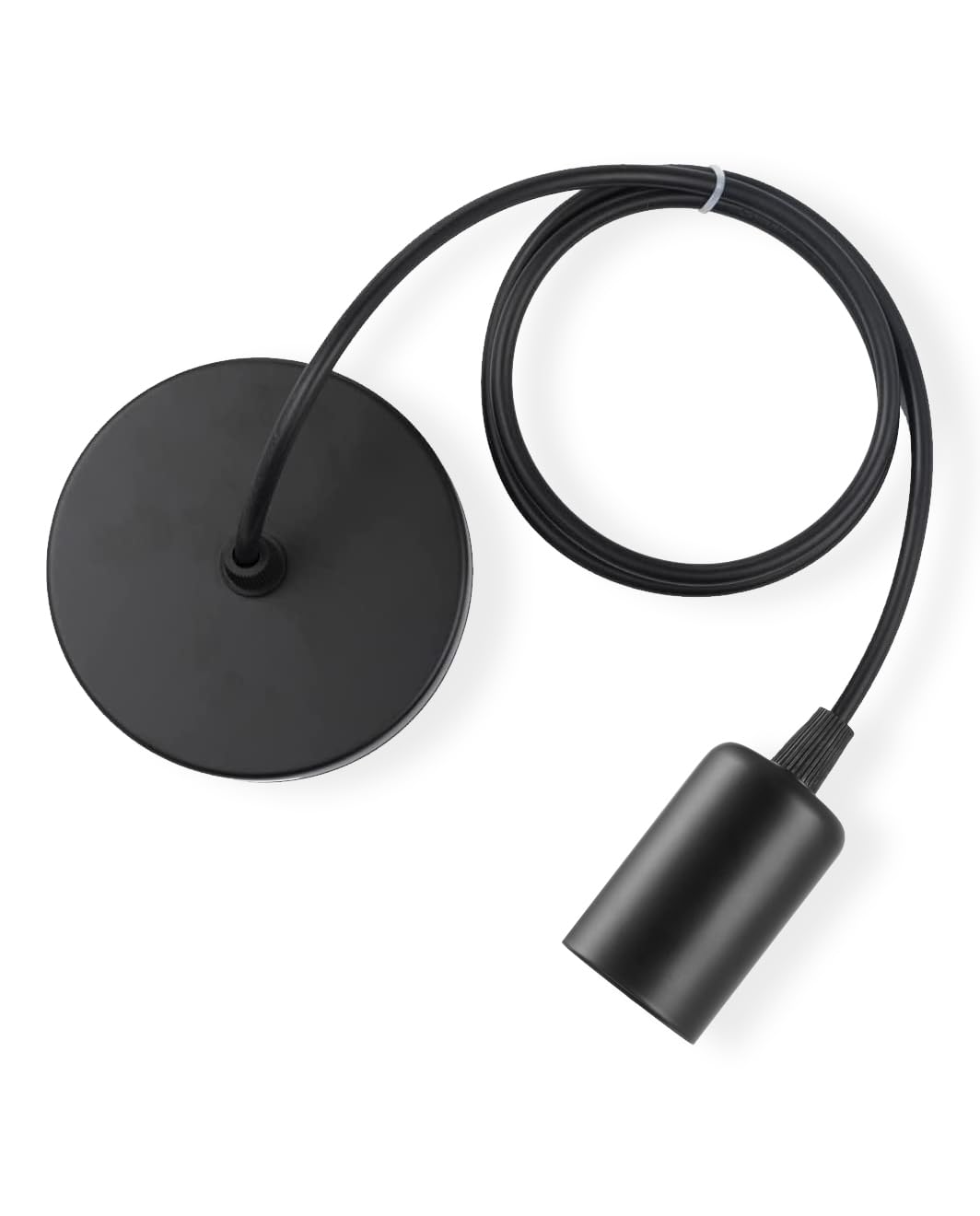 Vecys Black Pendant Light Fitting,Ceiling Fitting Set including 100cm Adjustable Flexible Cable,E27 Screw Lamp Holder for Ceiling Pendant(1PCS)