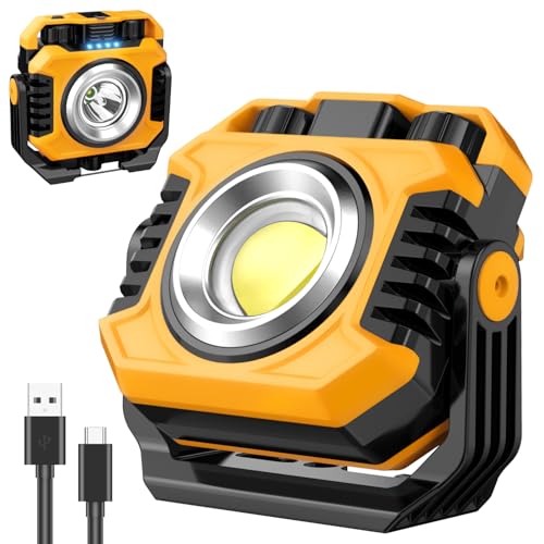 MOXTOYU Rechargeable Work Light, 30W Super Bright COB Floodlight & Spotlight, 360° Rotation 3 Hanging Modes, 4 Lighting Modes, Variable Color Temperaturee, Outdoor Work Light for Garage Camping Hiking