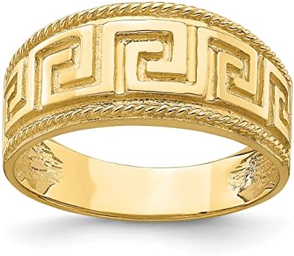 Lex & Lu 14k Yellow Gold Greek Key Pattern Dome Ring Size 7