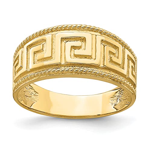 Lex & Lu 14K Yellow Gold Greek Key Pattern Dome Ring Size 7 #TOP2
