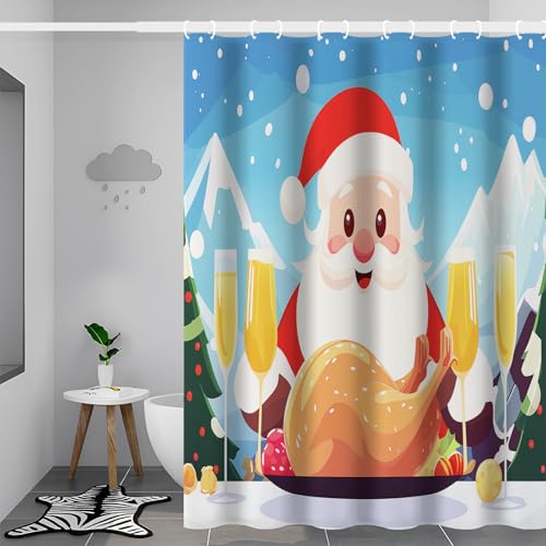 Rideau de douche 180x180cm en tissu polyester lavable avec 12 crochets - 4