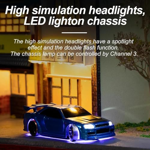 Image of Turbo Racing 1:76 Scale Drift RC Car, Mini Table Racing Model Car with 2.4G Remote Control & Gyro Full Proportional RTR for Adults Hobby Toys Gifts (C64-Blue)