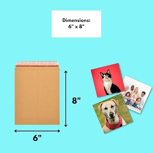 Miniatura 4 de PSBM Sobres rígidos, 6 x 8 pulgadas, paquete de 100 sobres de cartón kraft marrón para fotos y documentos, autosellados
