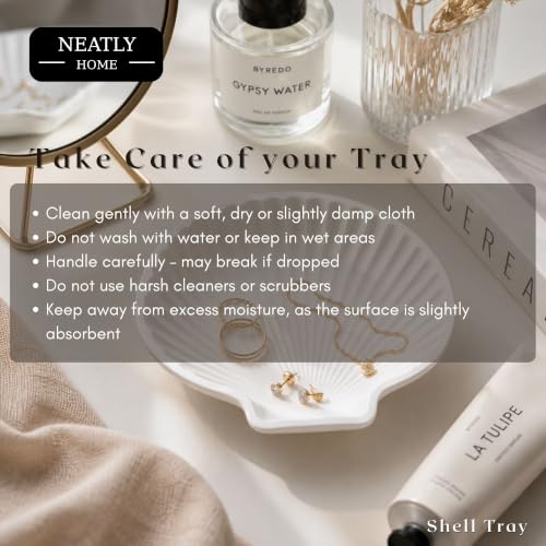 Image of Aesthetic Handmade Medium Shell Tray Handmade | Jewelry Organizer | Vanity Tray for Women | Minimalist Home Decor, Candle Holder & Multipurpose - (14 x 14 cm)
