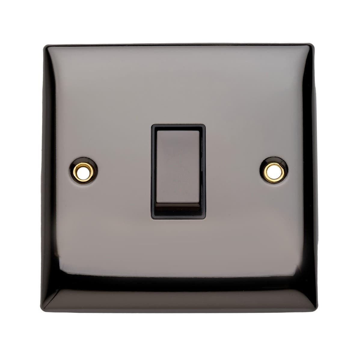 Britelite Single Light Switch - Black Nickel Finish 1 Gang 2 Way On/Off Control, Premium Zinc Material Electrical Rocker for Modern Home Decor, Easy Installation with Fixings Included