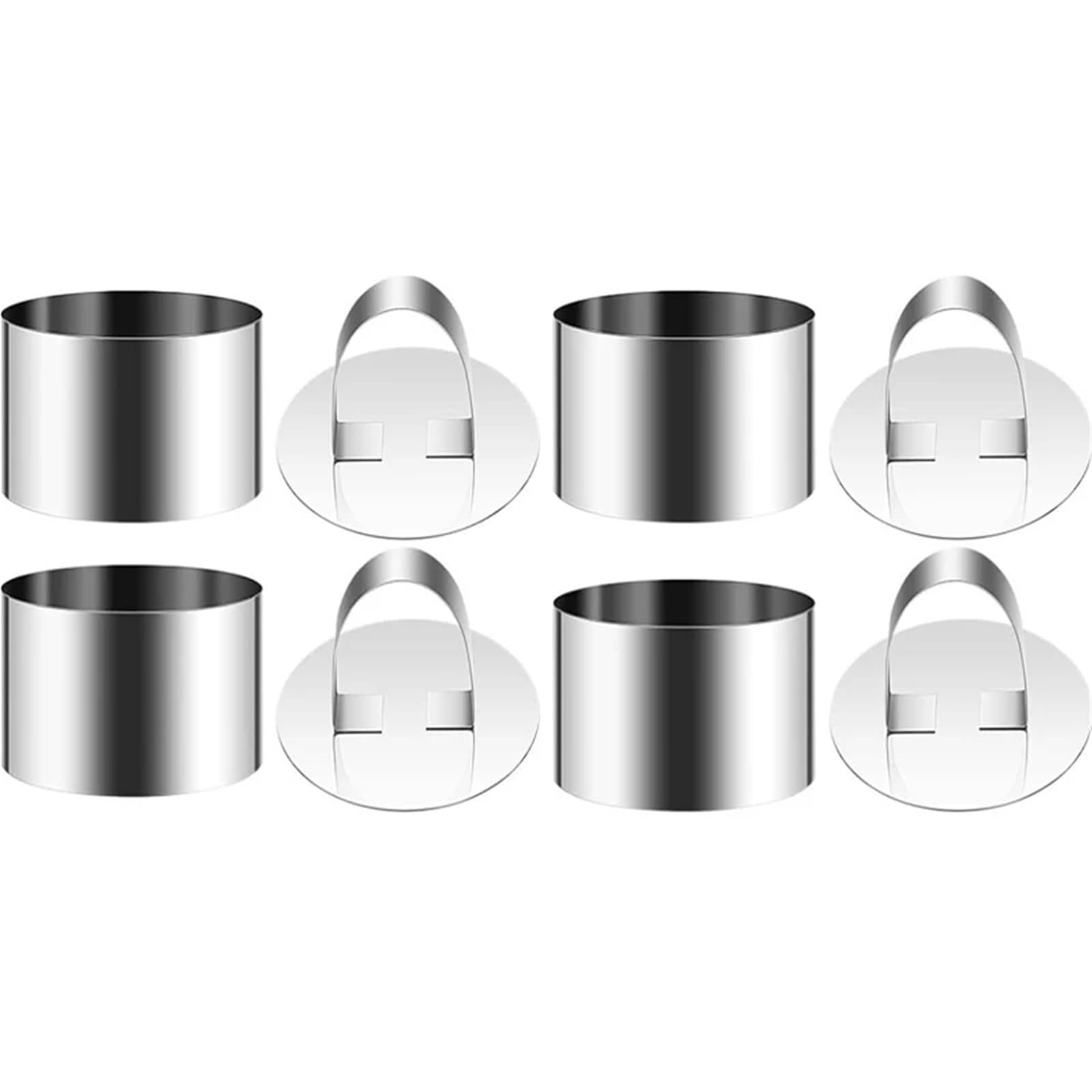 Anillo Para Tartas Molde de pastel redondo de acero inoxidable con empujador, herramientas de decoración de pasteles, molde de anillo de pastelería, anillos de cocina, herramientas for hornear(4Pcs)