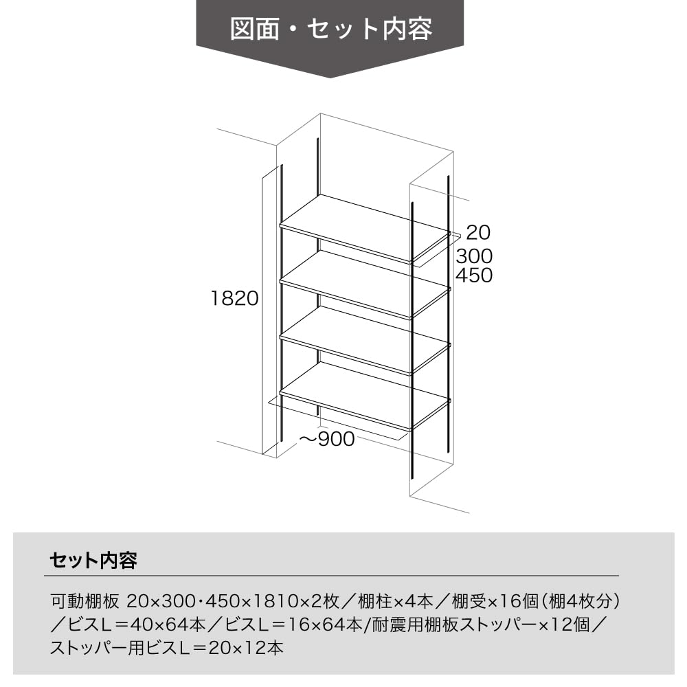 海、可動棚受け、ハンガーラック、中古美品、画像商品✖️4セット 押入れ収納・クローゼット収納 | 枕棚セット | 収納なら南海プライウッド