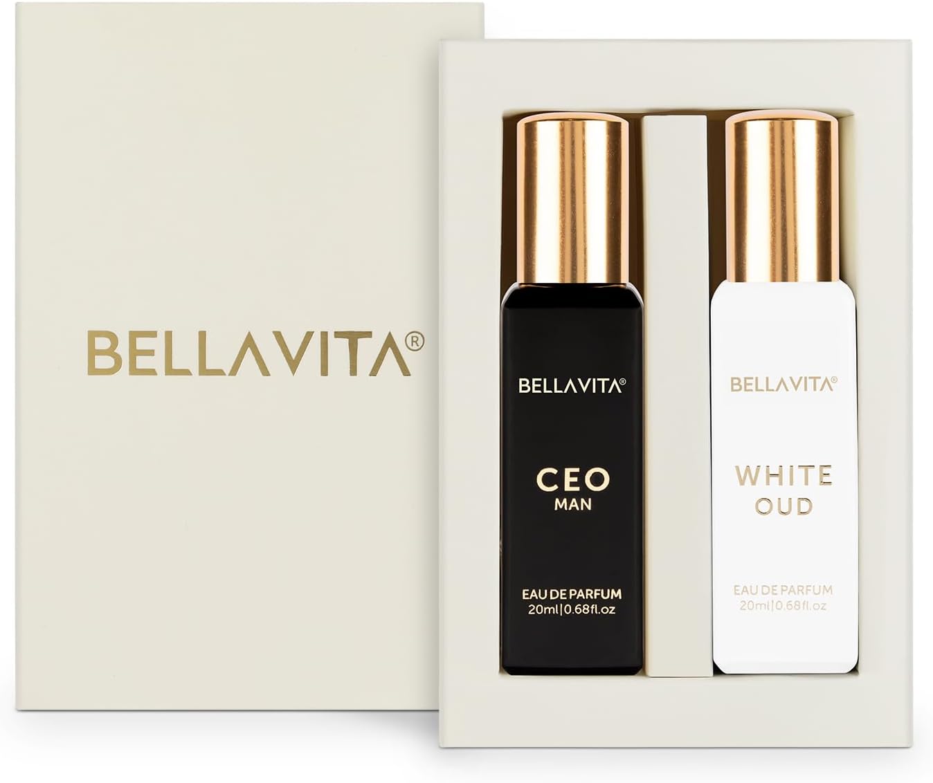 BELLAVITA CEO MAN and WHITE OUD Unisex | Long Lasting Perfume for Man & Woman | Eau De Parfum pack of 2x20ml each | Tonka, Agarwood & Orange | Woody, Spicy & Citrus Premium Fragrance
