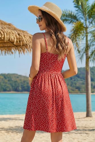 Image of STYLEWORD Womens Sundress Summer Floral Wrap V Neck Backless A-Line Casual Beach Midi Dress