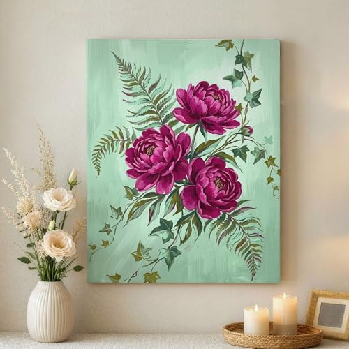 Toile pivoine abstraite pour rompre la monotonie des murs blancs de chambre