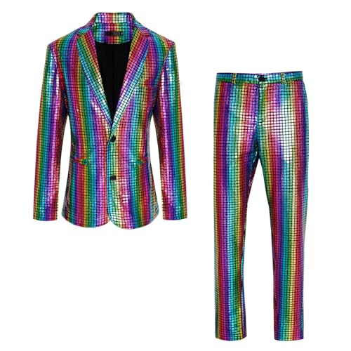 Costume de carnaval pour homme à paillettes des années 70 en coupe blazer droit