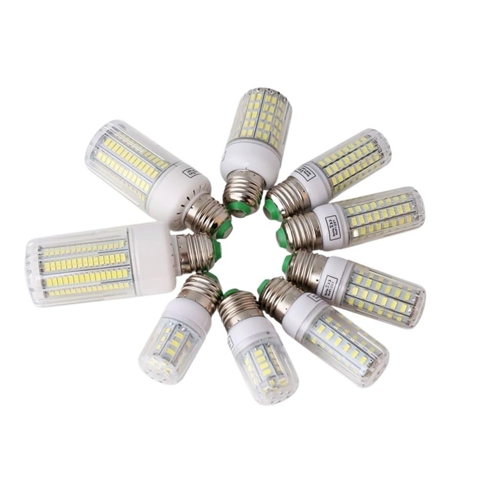 fengyan Casa Bombillas, Paquete de 10, Bombilla LED de maíz E27 SMD5730 AC220V, lámpara de decoración del hogar lámpara de Foco Familiar Lámpara(Cold White,108LEDs)