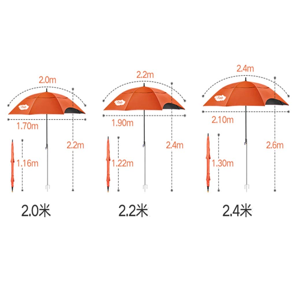 LNNW Parasol parasolowy/parasol rybacki duży parasol wędkarski parasol gruby składany uniwersalny deszczowy węgla ultra światło połowów parasol wędkarski Wędkarstwo parasol (Color : Orange, Size :