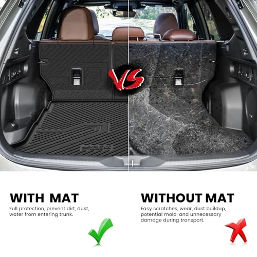Image of LASFIT Cargo Mat for Subaru Forester 2025-2026 (Only Hybrid) | All Weather TPE Custom Fit Easy Clean Durable Cargo Tray Liner Trunk Mat & Backrest Mats Accessories, Black