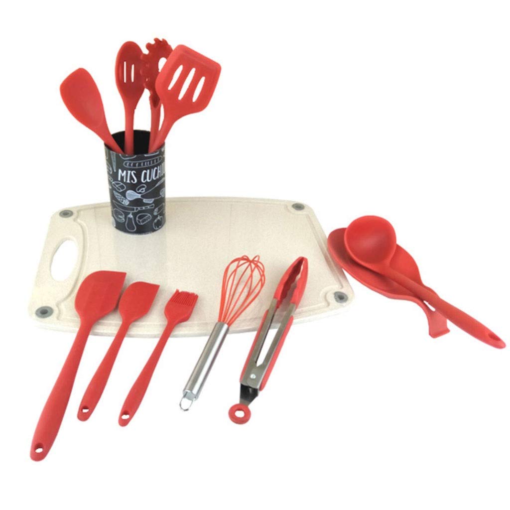 Spatola per wok 10 pezzi in silicone Utensili da cucina Set antiaderente Spatola Cucchiaio set alimentari morsetto Frullino cucina attrezzo della famiglia cottura spatola da cucina ( Color : A )